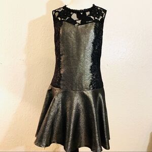 ASTR the Label Gunmetal Grey Metallic Lace Dress